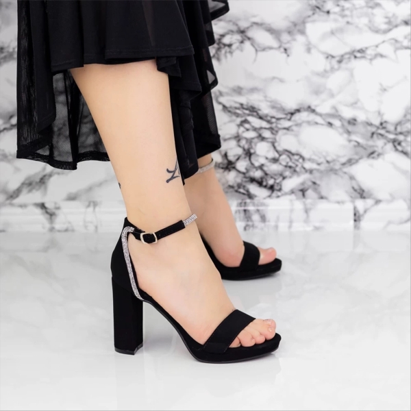 Sandale dama negre din material textil Geovana - Kalapod.net