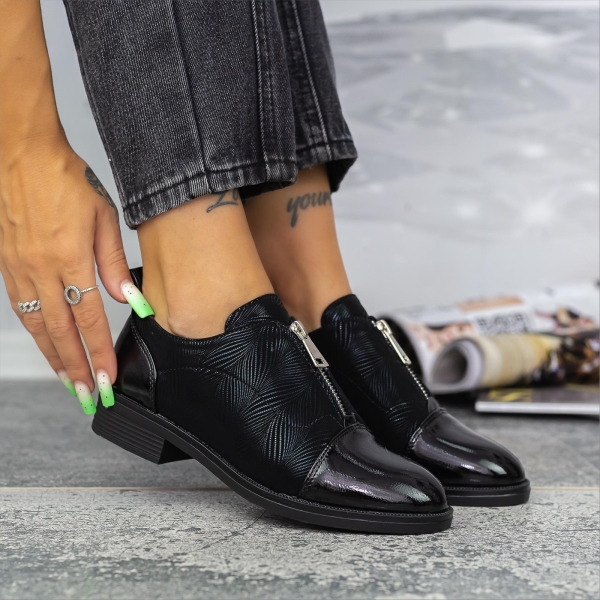 Pantofi casual dama negri din piele ecologica Ivetta - Kalapod.net
