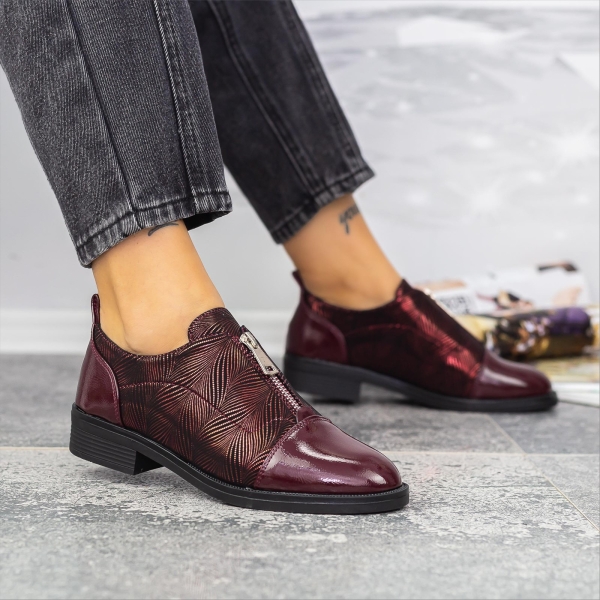 Pantofi casual dama grena din piele ecologica Ivetta, 2 - Kalapod.net