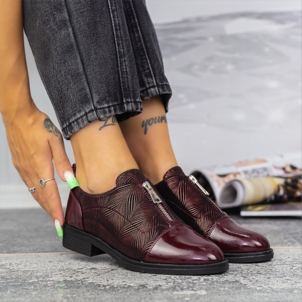 Pantofi casual dama grena din piele ecologica Ivetta - Kalapod.net