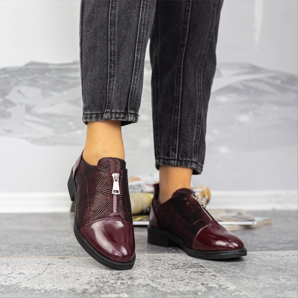 Pantofi casual dama grena din piele ecologica Ivetta, 3 - Kalapod.net