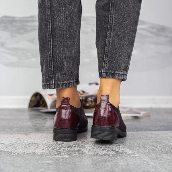 Pantofi casual dama grena din piele ecologica Ivetta, 4 - Kalapod.net