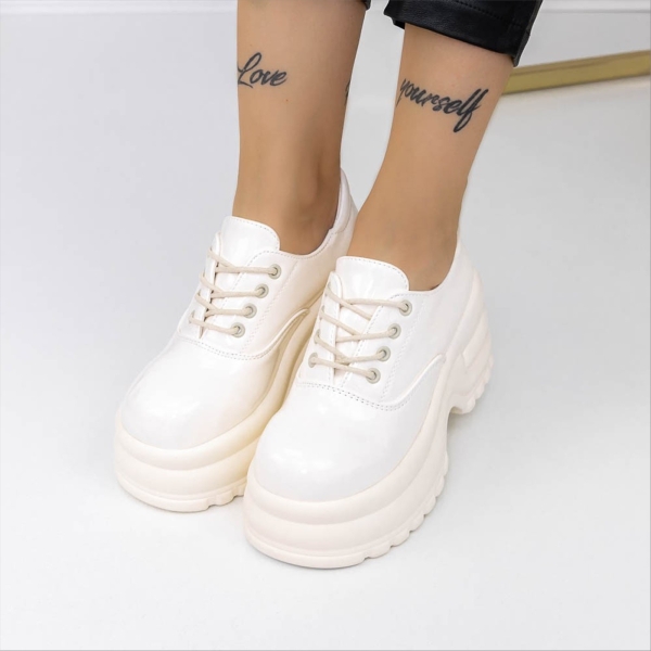 Pantofi casual dama bej din piele ecologica Syeira - Kalapod.net