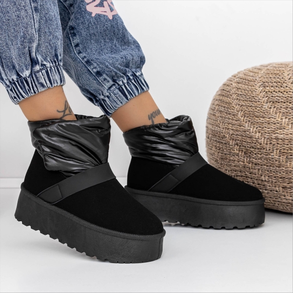 Cizme dama negre din material textil Deeva - Kalapod.net