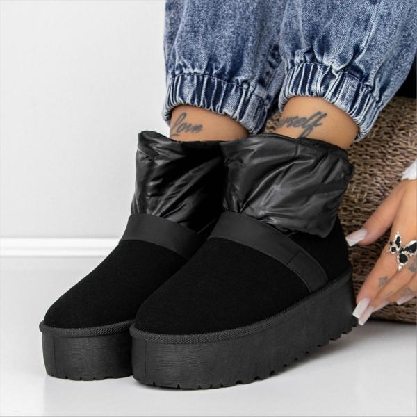 Cizme dama negre din material textil Deeva, 3 - Kalapod.net