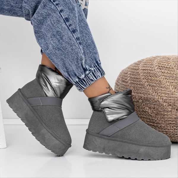 Cizme dama gri din material textil Deeva, 3 - Kalapod.net