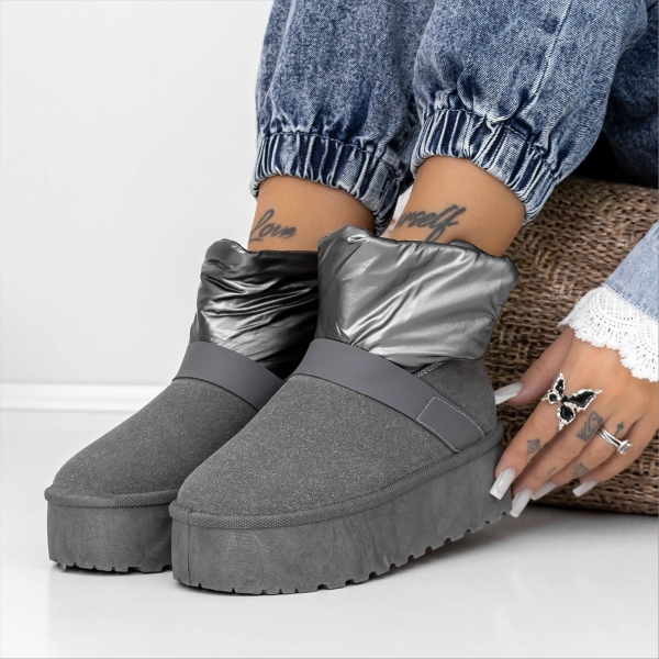 Cizme dama gri din material textil Deeva, 4 - Kalapod.net