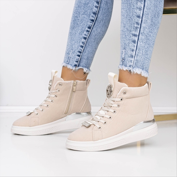Pantofi sport dama bej din piele ecologica Envera, 4 - Kalapod.net