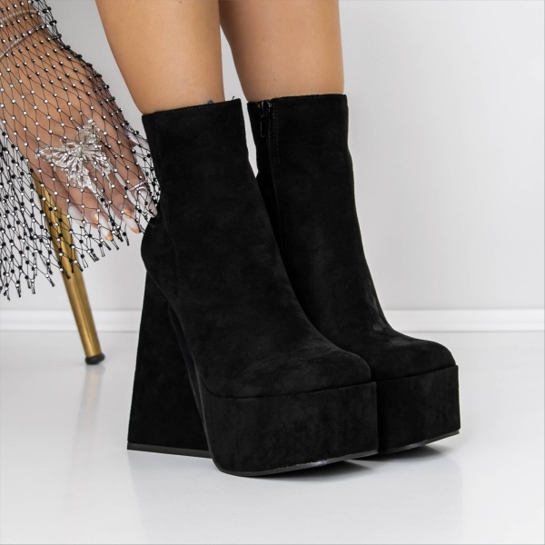 Botine dama cu toc negre din material textil Orsina, 2 - Kalapod.net
