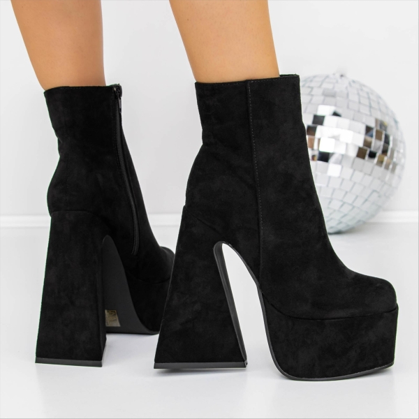 Botine dama cu toc negre din material textil Orsina, 5 - Kalapod.net