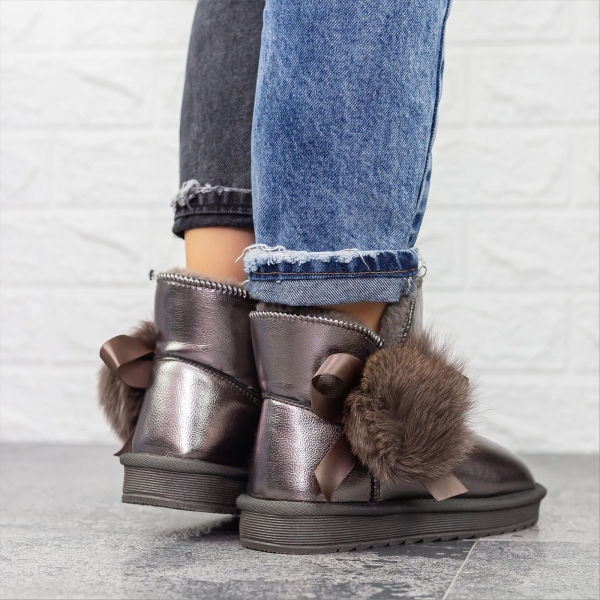 Cizme dama gri din piele ecologica lacuita Elisra, 4 - Kalapod.net