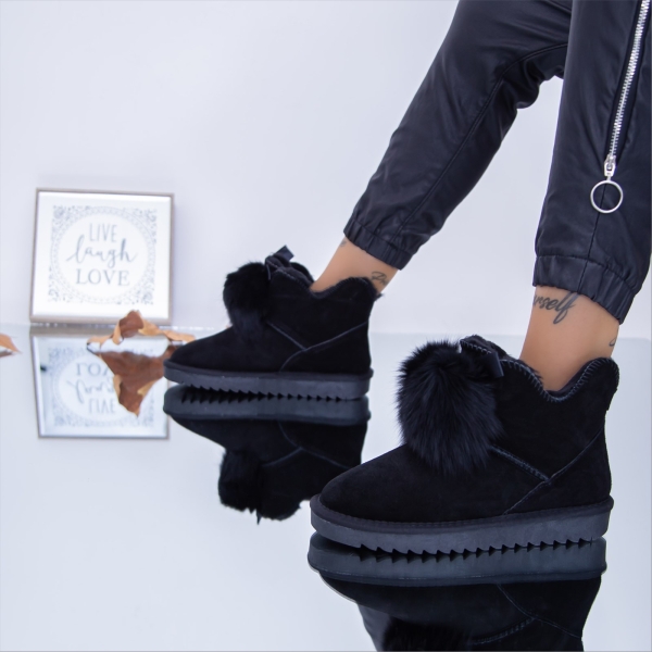 Cizme dama negre din piele naturala intoarsa Astara - Kalapod.net