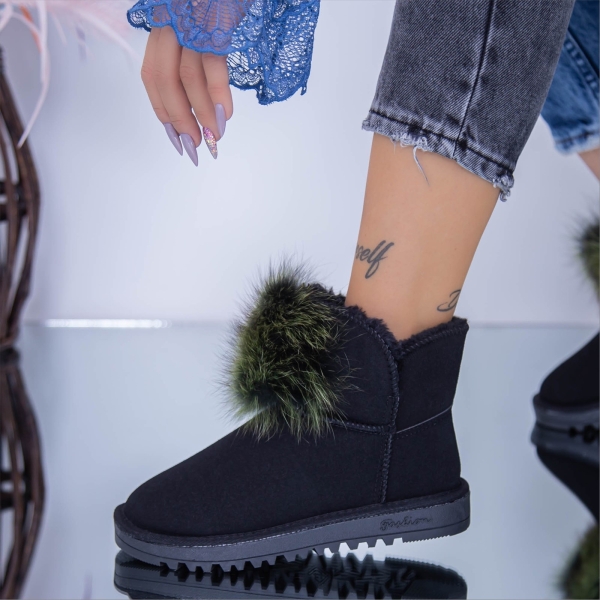 Cizme dama negre cu verde din material textil Cassava, 3 - Kalapod.net