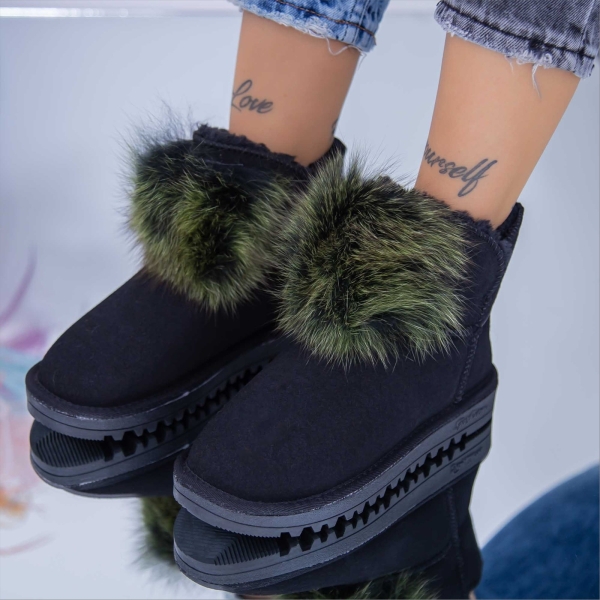 Cizme dama negre cu verde din material textil Cassava, 2 - Kalapod.net