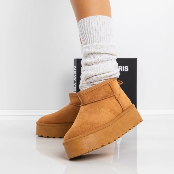Cizme dama camel din material textil Camira, 2 - Kalapod.net
