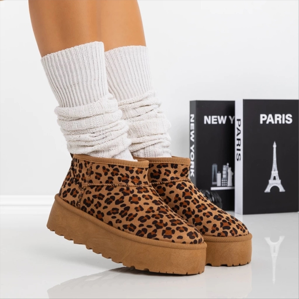 Cizme dama leopard din material textil Camira - Kalapod.net