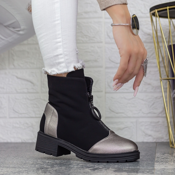 Ghete dama negre cu gri din piele ecologica Itzyana, 3 - Kalapod.net