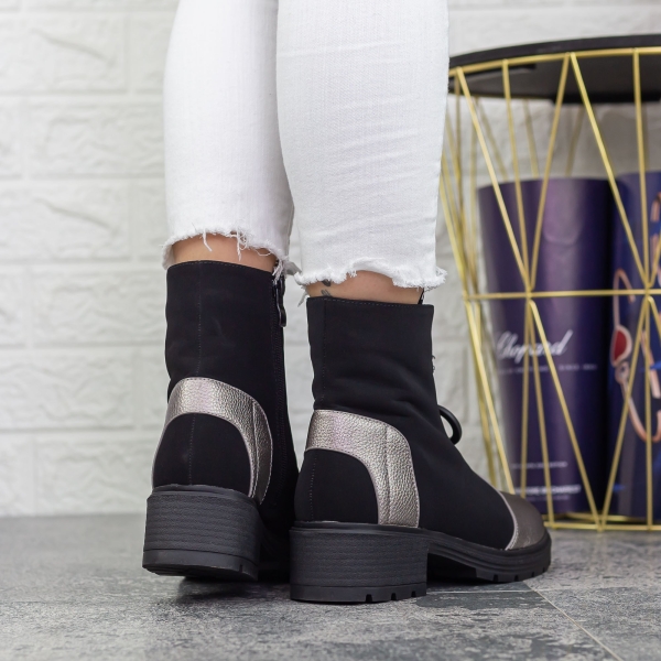 Ghete dama negre cu gri din piele ecologica Itzyana, 5 - Kalapod.net