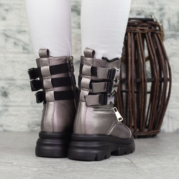 Ghete dama gri din piele ecologica Nuera, 5 - Kalapod.net