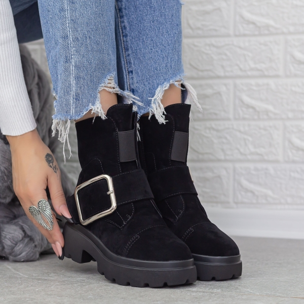 Ghete dama cu platforma negre din material textil Rudie, 2 - Kalapod.net