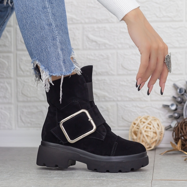 Ghete dama cu platforma negre din material textil Rudie, 3 - Kalapod.net