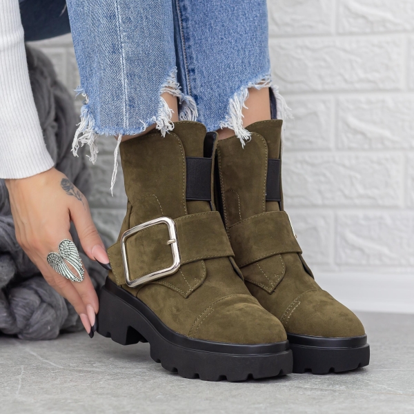 Ghete dama cu platforma verzi din material textil Rudie, 2 - Kalapod.net