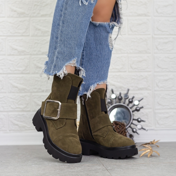 Ghete dama cu platforma verzi din material textil Rudie, 4 - Kalapod.net