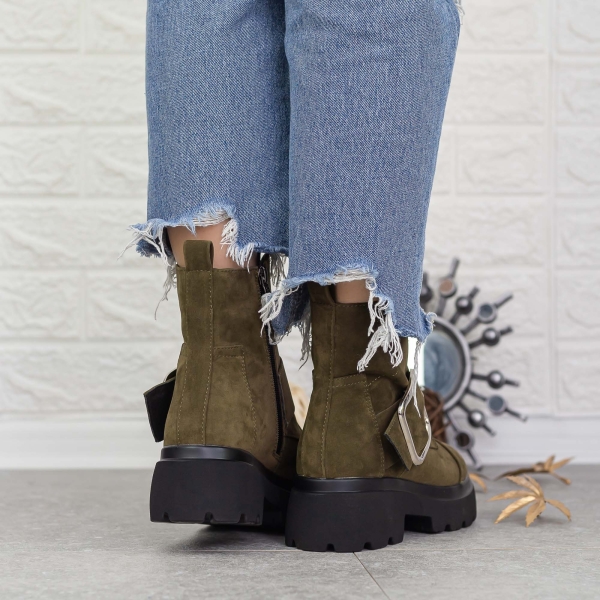 Ghete dama cu platforma verzi din material textil Rudie, 5 - Kalapod.net