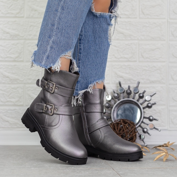 Ghete dama gri din piele ecologica Elyna, 4 - Kalapod.net