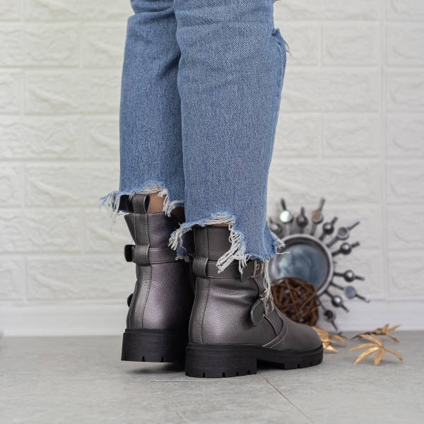 Ghete dama gri din piele ecologica Elyna, 5 - Kalapod.net