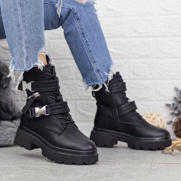 Ghete dama negre din piele ecologica Mihani - Kalapod.net