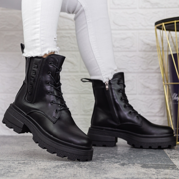 Ghete dama cu platforma negre din piele ecologica Minami, 4 - Kalapod.net