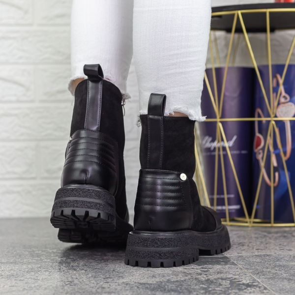 Ghete dama negre din piele ecologica si material textil Mihaly, 6 - Kalapod.net