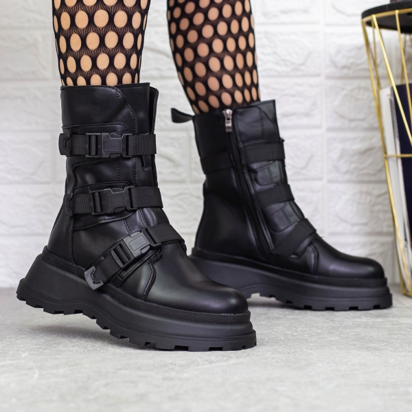 Ghete dama negre din piele ecologica Mihaja - Kalapod.net