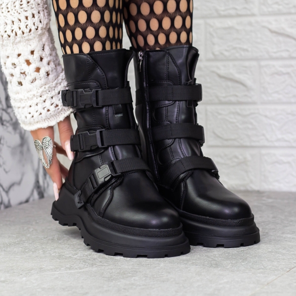 Ghete dama negre din piele ecologica Mihaja, 2 - Kalapod.net