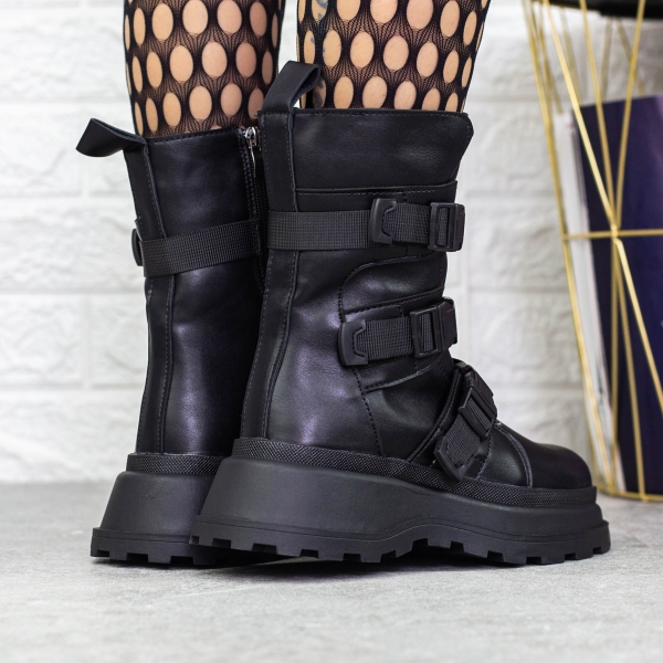 Ghete dama negre din piele ecologica Mihaja, 5 - Kalapod.net