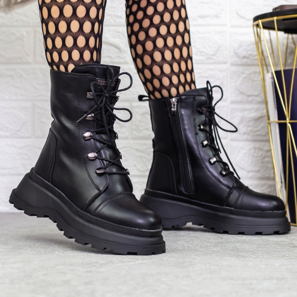 Ghete dama negre din piele ecologica Kimiha, 2 - Kalapod.net