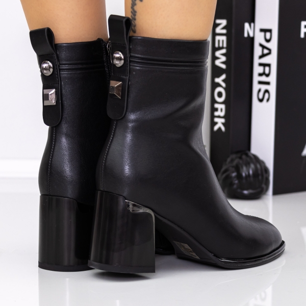 Botine dama cu toc negre din piele ecologica Onaya, 4 - Kalapod.net