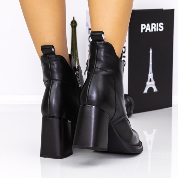 Botine dama cu toc negre din piele ecologica Onara, 4 - Kalapod.net
