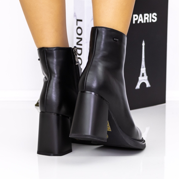 Botine dama cu toc negre din piele ecologica Davara, 4 - Kalapod.net