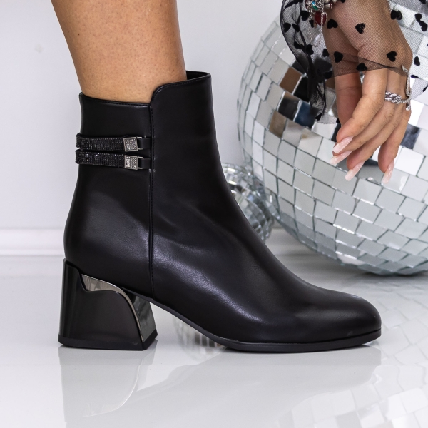 Botine dama cu toc negre din piele ecologica Atava, 2 - Kalapod.net