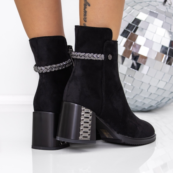 Botine dama negre din material sintetic Livona, 4 - Kalapod.net