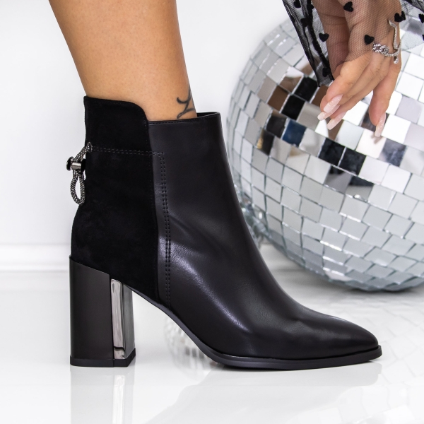 Botine dama cu toc negre din piele ecologica Onaha, 2 - Kalapod.net