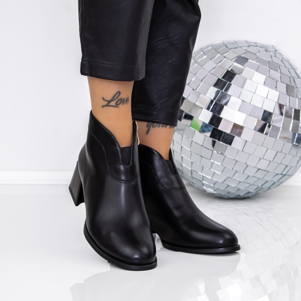 Botine dama cu toc negre din piele ecologica Navira, 3 - Kalapod.net