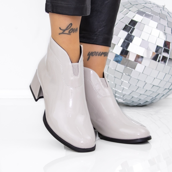 Botine dama cu toc gri din piele ecologica Navira, 3 - Kalapod.net