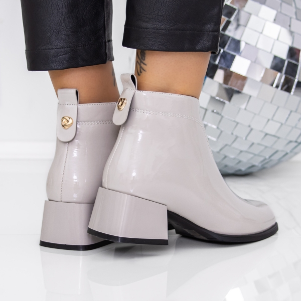 Botine dama cu toc gri din piele ecologica Navira, 4 - Kalapod.net