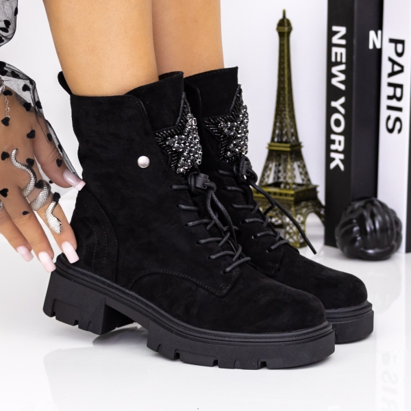 Ghete dama negre din material textil Maisha - Kalapod.net