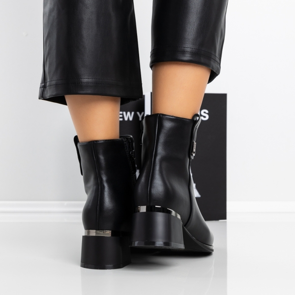 Botine dama cu toc negre din piele ecologica Meriva, 5 - Kalapod.net