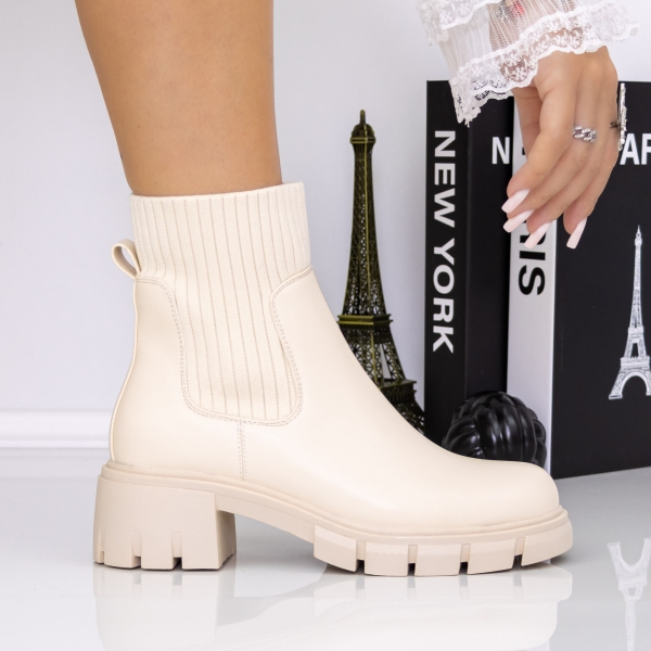 Ghete dama bej din piele ecologica Onata, 2 - Kalapod.net