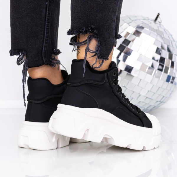 Ghete dama cu platforma negre din material sintetic Onita, 4 - Kalapod.net